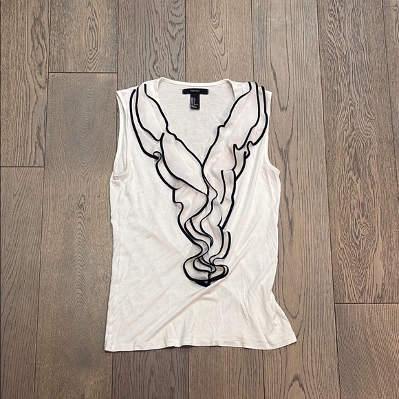 Forever 21 Tops - Elegant White Sleeveless Top with Black Trim